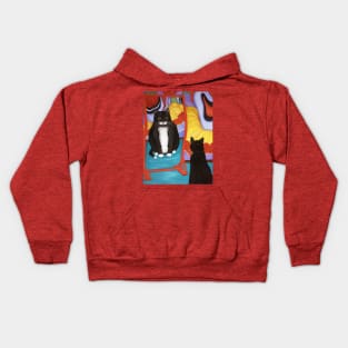 Tuxedo Cat and Fun House Mirror Kids Hoodie